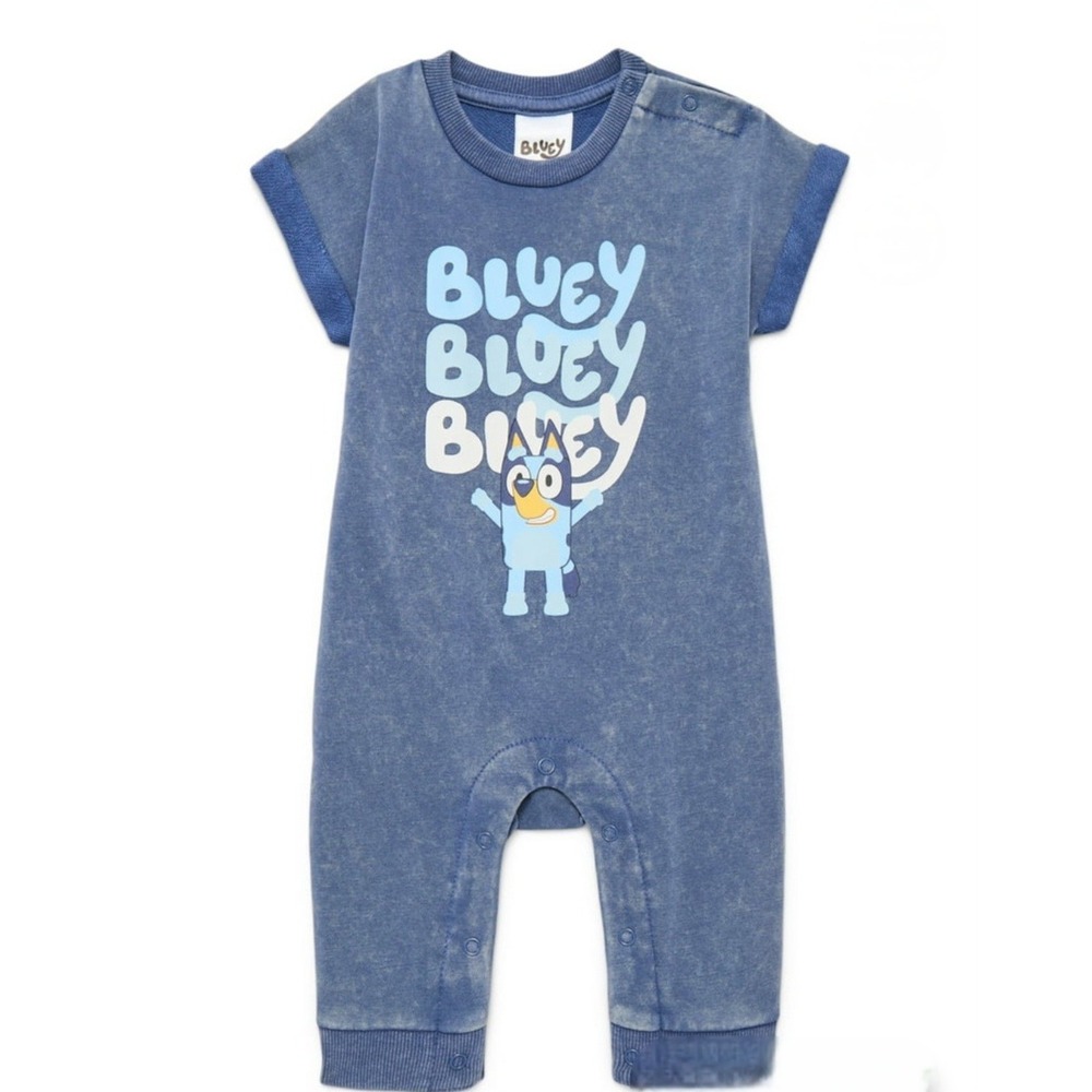 Bluey Baby Romper Jumpsuit Outfit Blue Cartoon Character Short‎ Sleeve